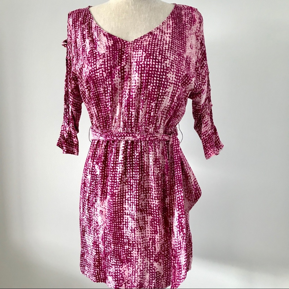 G By Guess purple and pink arm cutouts mini dress